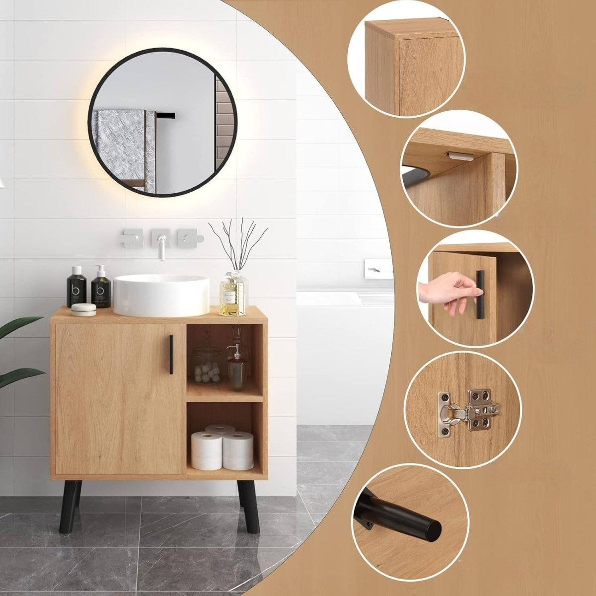 Rangement Sous Évier - UnderSinkCabinet™ - Chêne Clair - Ton Confort Maison