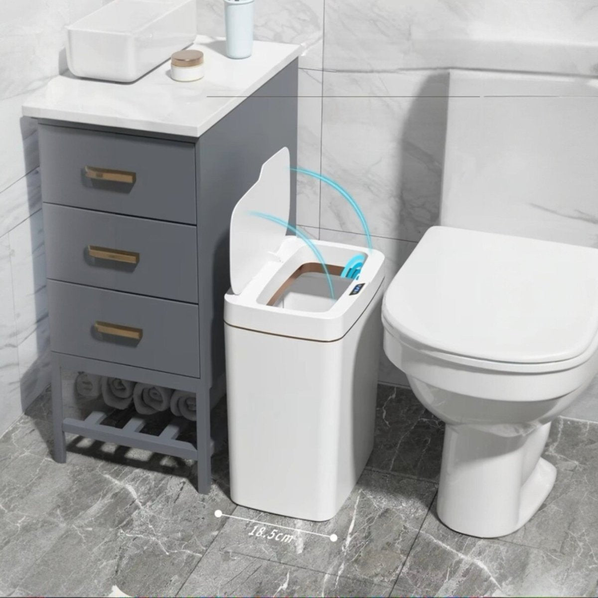 Poubelle Intelligente - TouchFreeBin™ - Blanc - Ton Confort Maison